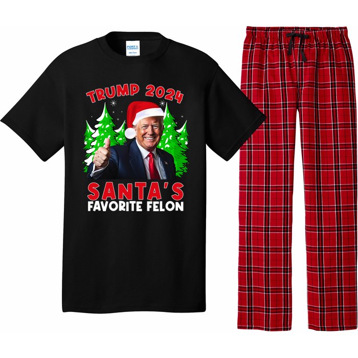 SantaS Favorite Felon Funny Christmas Trump Santa Hat Pajama Set