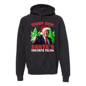 SantaS Favorite Felon Funny Christmas Trump Santa Hat Premium Hoodie