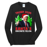 SantaS Favorite Felon Funny Christmas Trump Santa Hat Tall Long Sleeve T-Shirt