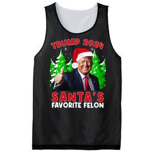 SantaS Favorite Felon Funny Christmas Trump Santa Hat Mesh Reversible Basketball Jersey Tank