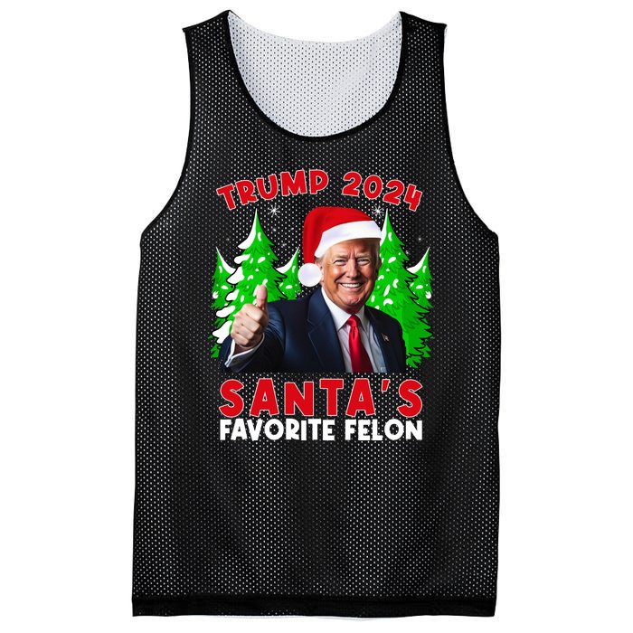 SantaS Favorite Felon Funny Christmas Trump Santa Hat Mesh Reversible Basketball Jersey Tank