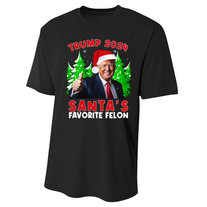 SantaS Favorite Felon Funny Christmas Trump Santa Hat Performance Sprint T-Shirt