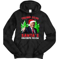 SantaS Favorite Felon Funny Christmas Trump Santa Hat Tie Dye Hoodie