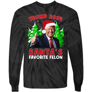 SantaS Favorite Felon Funny Christmas Trump Santa Hat Tie-Dye Long Sleeve Shirt