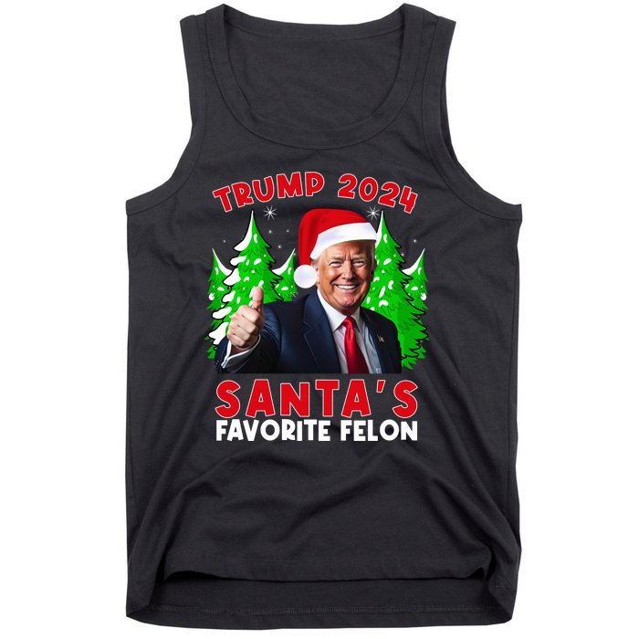 SantaS Favorite Felon Funny Christmas Trump Santa Hat Tank Top