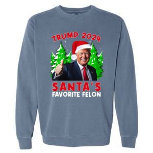 SantaS Favorite Felon Funny Christmas Trump Santa Hat Garment-Dyed Sweatshirt