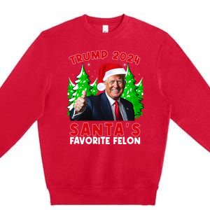 SantaS Favorite Felon Funny Christmas Trump Santa Hat Premium Crewneck Sweatshirt