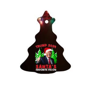 SantaS Favorite Felon Funny Christmas Trump Santa Hat Ceramic Tree Ornament