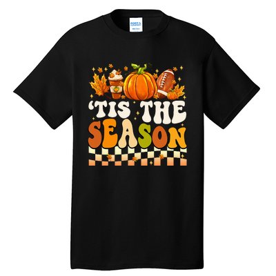 Seasonal Fall Football Pumpkin Leaf Coffee Mug Tall T-Shirt