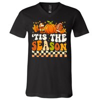 Seasonal Fall Football Pumpkin Leaf Coffee Mug V-Neck T-Shirt