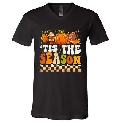 Seasonal Fall Football Pumpkin Leaf Coffee Mug V-Neck T-Shirt