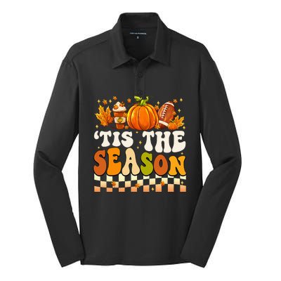 Seasonal Fall Football Pumpkin Leaf Coffee Mug Silk Touch Performance Long Sleeve Polo