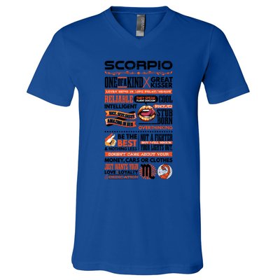 Scorpio Facts Funny Zodiac Sign Graphic Gift V-Neck T-Shirt