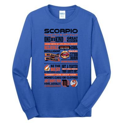 Scorpio Facts Funny Zodiac Sign Graphic Gift Tall Long Sleeve T-Shirt