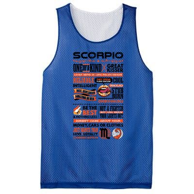 Scorpio Facts Funny Zodiac Sign Graphic Gift Mesh Reversible Basketball Jersey Tank