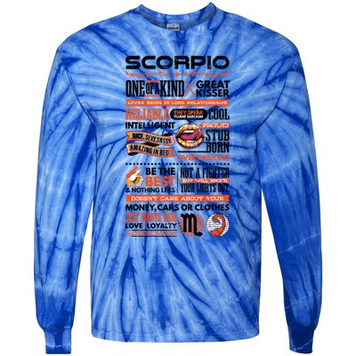 Scorpio Facts Funny Zodiac Sign Graphic Gift Tie-Dye Long Sleeve Shirt