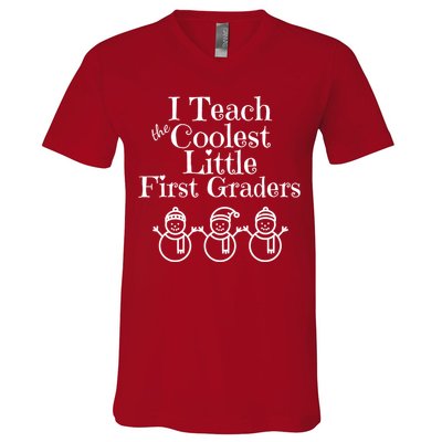 Snowman First Grade Teacher Shirt Coolest Little 1st Graders V-Neck T-Shirt