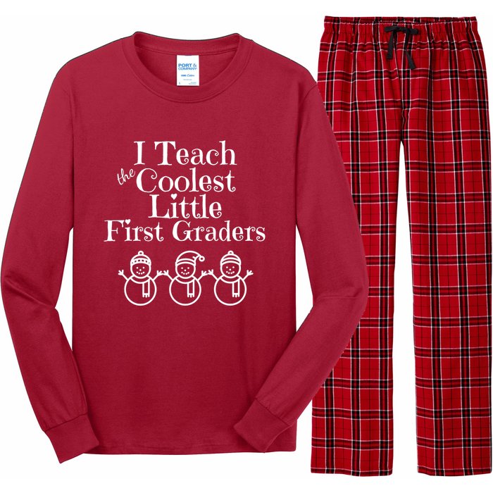 Snowman First Grade Teacher Shirt Coolest Little 1st Graders Long Sleeve Pajama Set