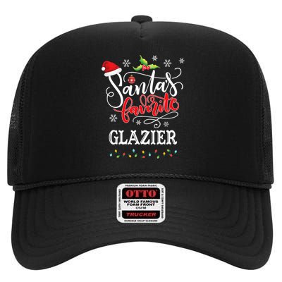 SantaS Favorite Glazier Funny Christmas Light Xmas Hat High Crown Mesh Back Trucker Hat