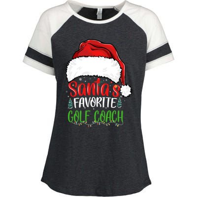 SantaS Favorite Golf Coach Funny Christmas Golf Coach Cute Gift Enza Ladies Jersey Colorblock Tee