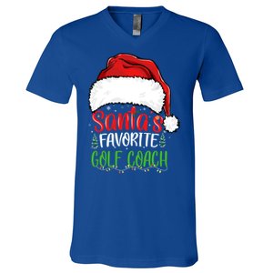 SantaS Favorite Golf Coach Funny Christmas Golf Coach Cute Gift V-Neck T-Shirt