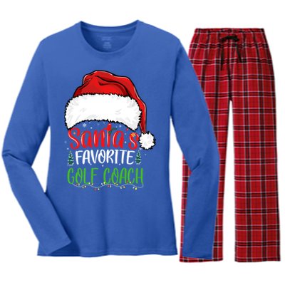 SantaS Favorite Golf Coach Funny Christmas Golf Coach Cute Gift Women's Long Sleeve Flannel Pajama Set 