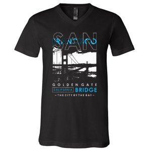 San Francisco Golden Gate Bridge California V-Neck T-Shirt