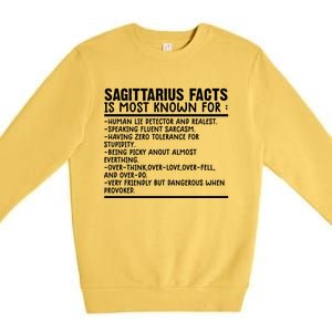 Sagittarius Facts Gift Funny Sagittarius Birthday Zodiac Funny Gift Premium Crewneck Sweatshirt