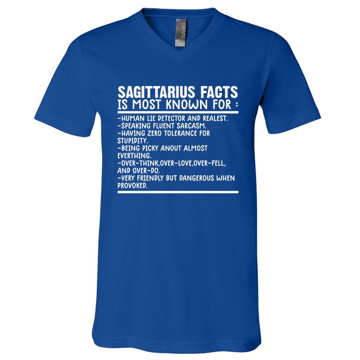 Sagittarius Facts Gift Funny Sagittarius Birthday Zodiac Funny Gift V-Neck T-Shirt