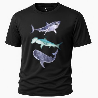 Shark Fans Great White Hammerhead And Whale Shark Lover Performance Shirt