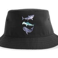 Shark Fans Great White Hammerhead And Whale Shark Lover Sustainable Bucket Hat