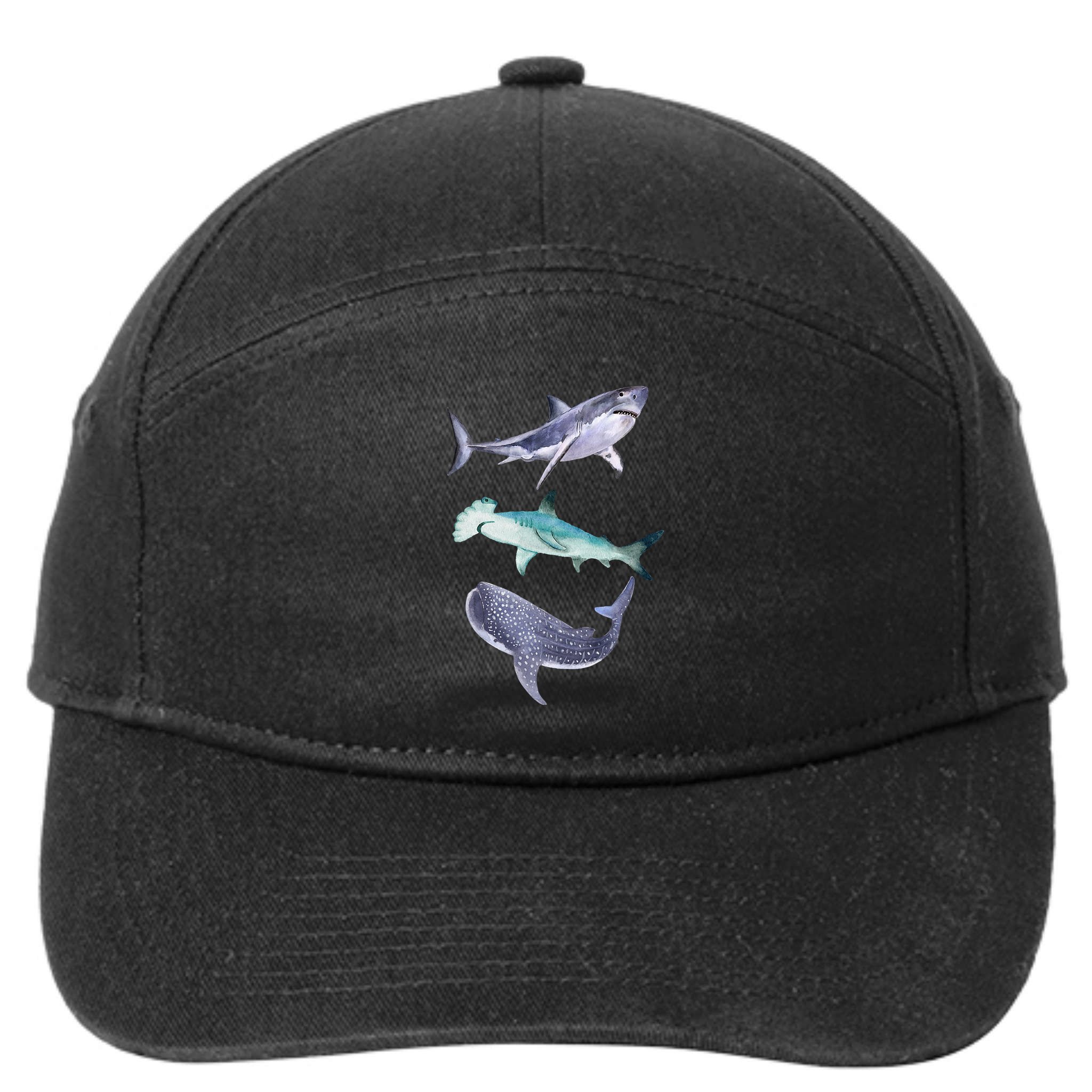 Shark Fans Great White Hammerhead And Whale Shark Lover 7-Panel Snapback Hat