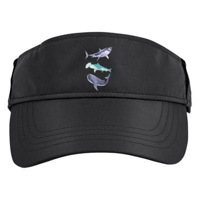 Shark Fans Great White Hammerhead And Whale Shark Lover Adult Drive Performance Visor