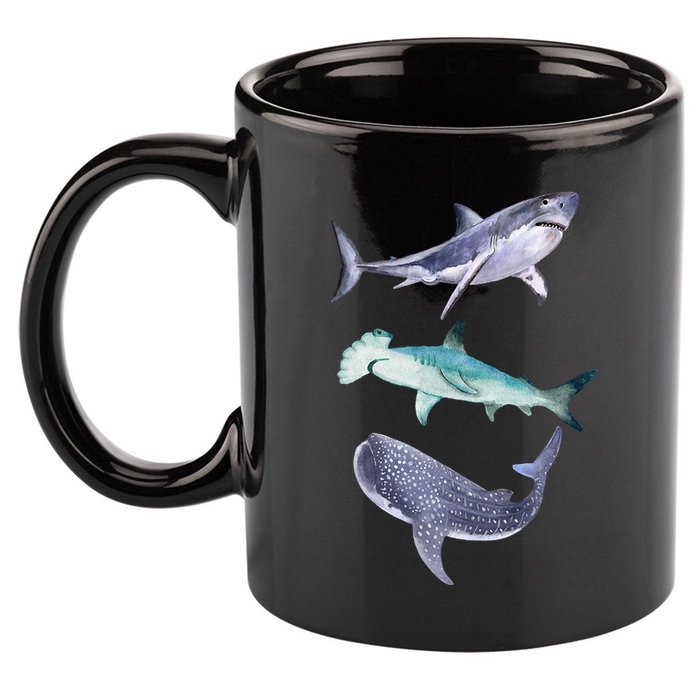Shark Fans Great White Hammerhead And Whale Shark Lover 11oz C Handle Ceramic Mug