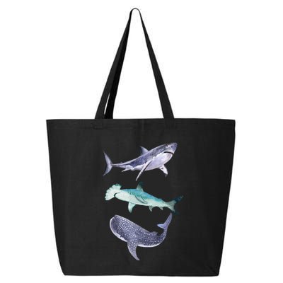 Shark Fans Great White Hammerhead And Whale Shark Lover 25L Jumbo Tote
