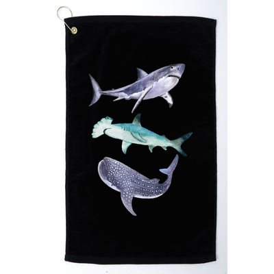 Shark Fans Great White Hammerhead And Whale Shark Lover Golf Towel