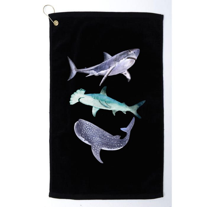 Shark Fans Great White Hammerhead And Whale Shark Lover Golf Towel