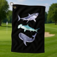 Shark Fans Great White Hammerhead And Whale Shark Lover Golf Towel