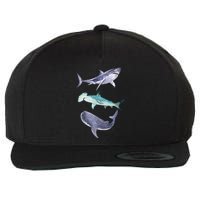 Shark Fans Great White Hammerhead And Whale Shark Lover Wool Snapback Cap
