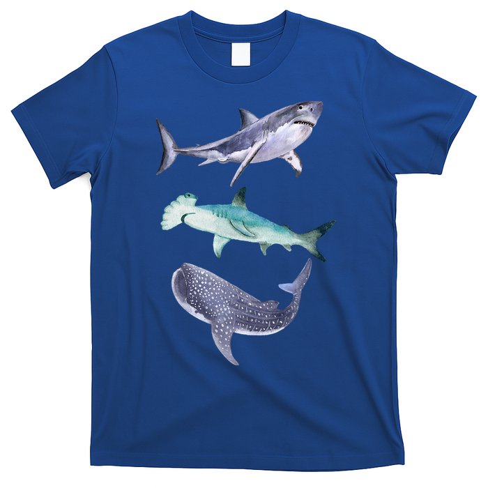 Shark Fans Great White Hammerhead And Whale Shark Lover T-Shirt