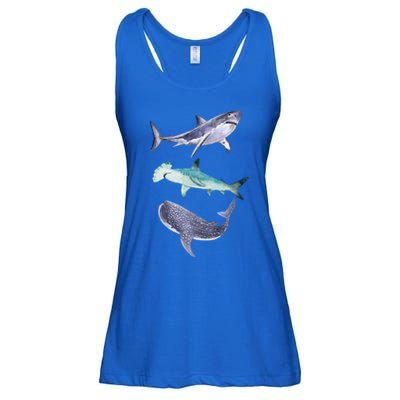 Shark Fans Great White Hammerhead And Whale Shark Lover Ladies Essential Flowy Tank
