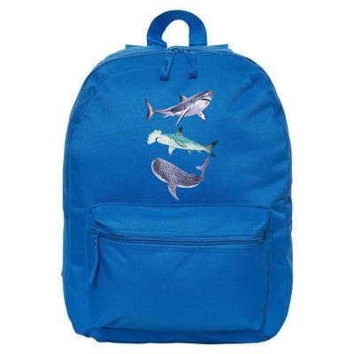 Shark Fans Great White Hammerhead And Whale Shark Lover 16 in Basic Backpack