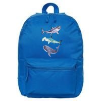 Shark Fans Great White Hammerhead And Whale Shark Lover 16 in Basic Backpack