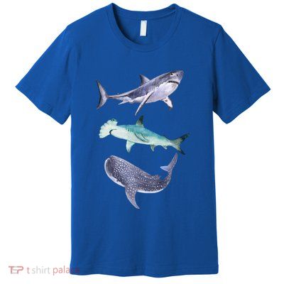 Shark Fans Great White Hammerhead And Whale Shark Lover Premium T-Shirt