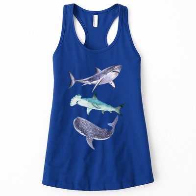 Shark Fans Great White Hammerhead And Whale Shark Lover Womens Tank Top