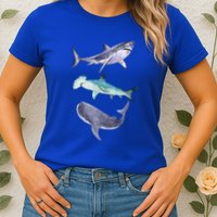 Shark Fans Great White Hammerhead And Whale Shark Lover Womens T-Shirt