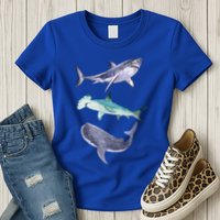 Shark Fans Great White Hammerhead And Whale Shark Lover Womens T-Shirt
