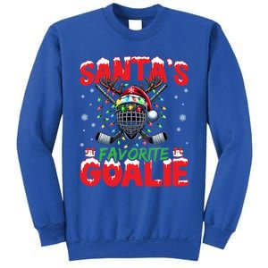 Santa’S Favorite Goalie Christmas Hockey Santa Hat Funny Gift Sweatshirt