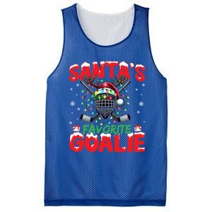 Santa’S Favorite Goalie Christmas Hockey Santa Hat Funny Gift Mesh Reversible Basketball Jersey Tank