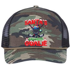 Santa’S Favorite Goalie Christmas Hockey Santa Hat Funny Gift Retro Rope Trucker Hat Cap